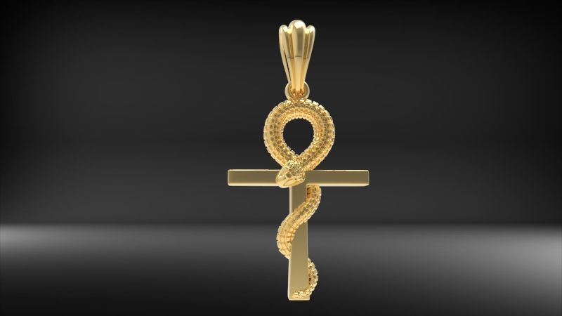 Snake Ankh Cross Pendant 3D print model_13