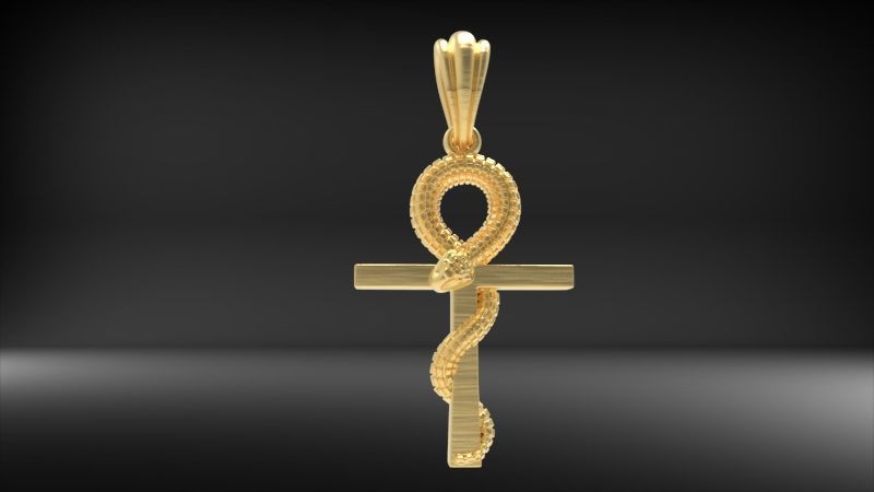 Snake Ankh Cross Pendant 3D print model_16