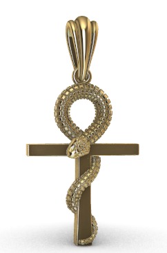 Snake Ankh Cross Pendant 3D print model_8