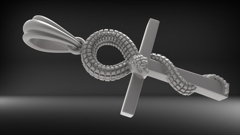 Snake Ankh Cross Pendant 3D print model_7