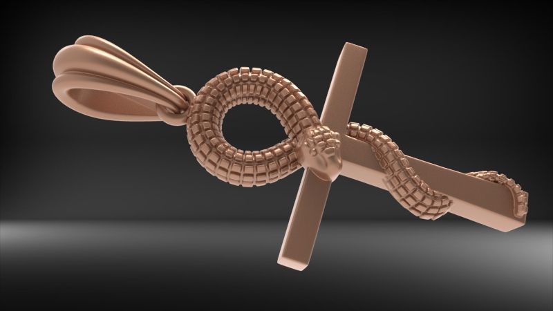 Snake Ankh Cross Pendant 3D print model_4
