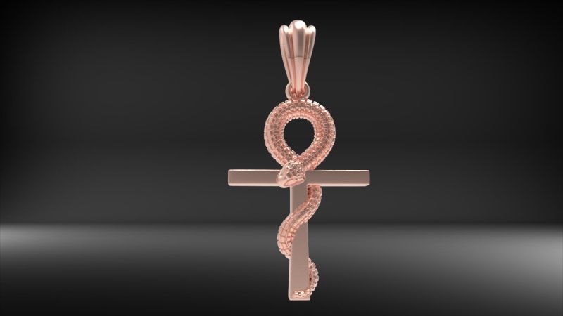 Snake Ankh Cross Pendant 3D print model_17