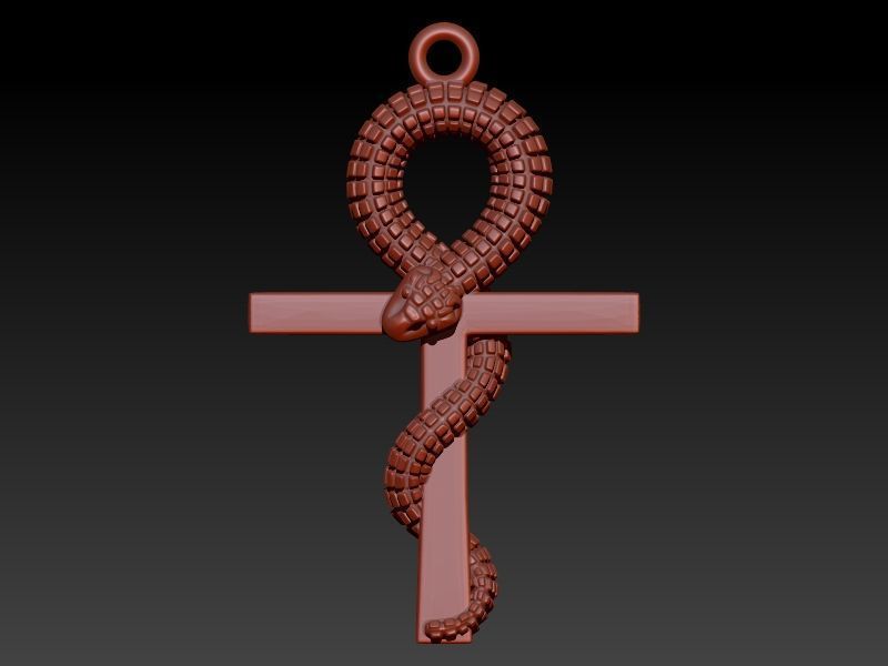 Snake Ankh Cross Pendant 3D print model_1
