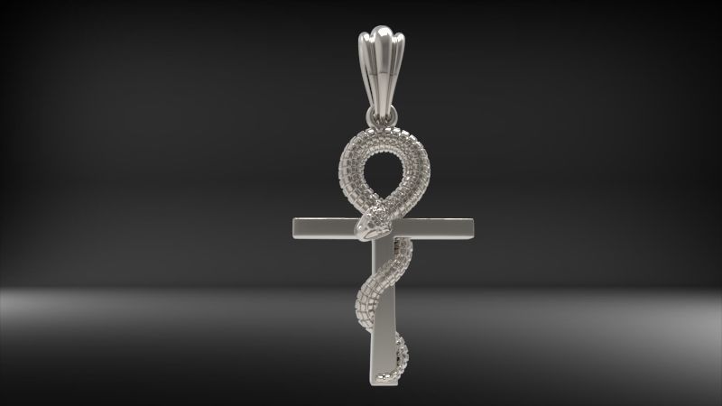 Snake Ankh Cross Pendant 3D print model_14