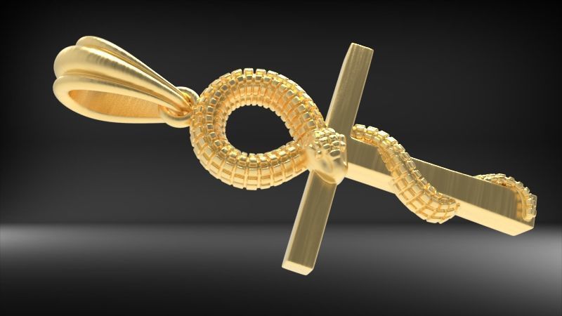 Snake Ankh Cross Pendant 3D print model_5