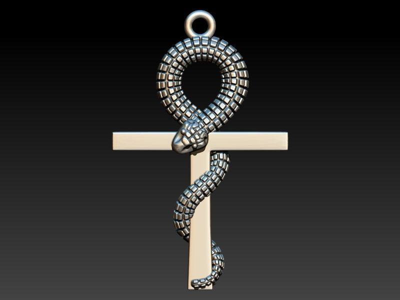 Snake Ankh Cross Pendant 3D print model_10