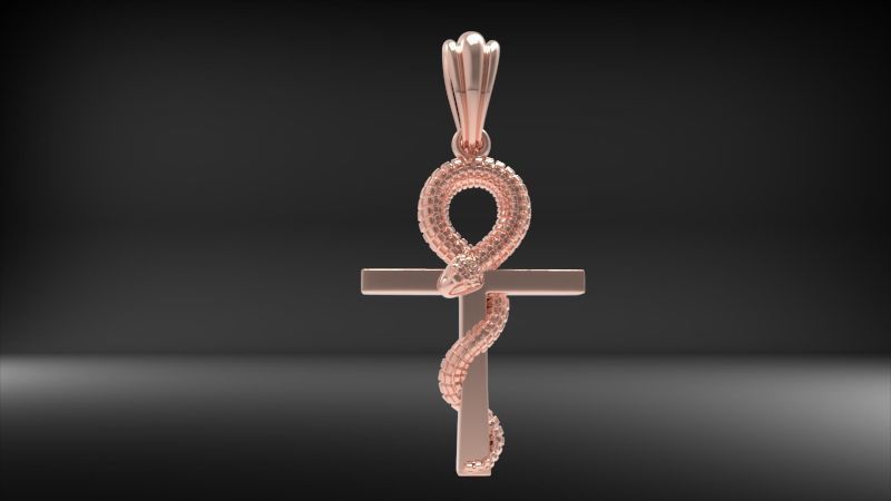 Snake Ankh Cross Pendant 3D print model_12