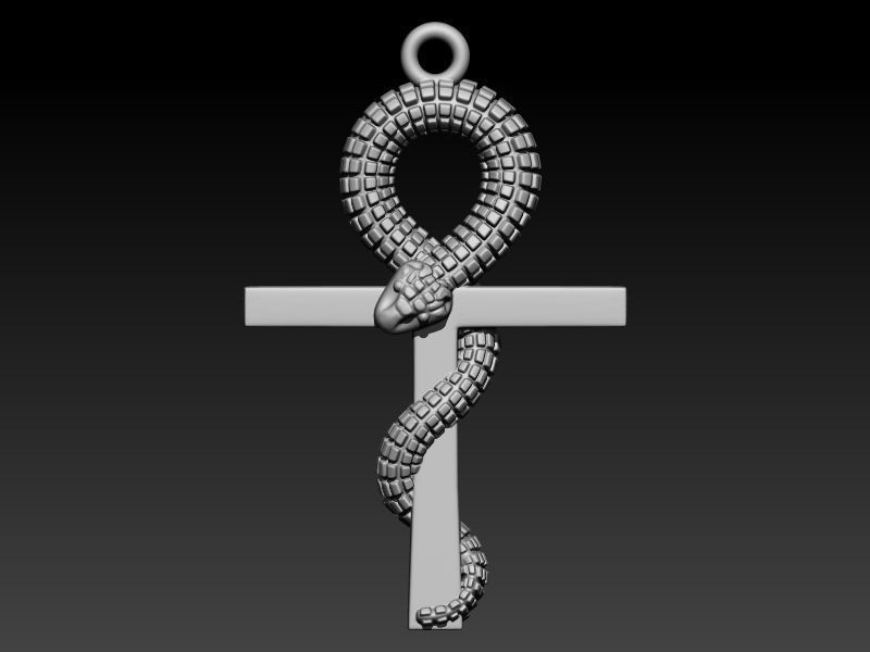 Snake Ankh Cross Pendant 3D print model_11