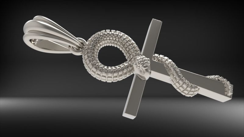 Snake Ankh Cross Pendant 3D print model_2