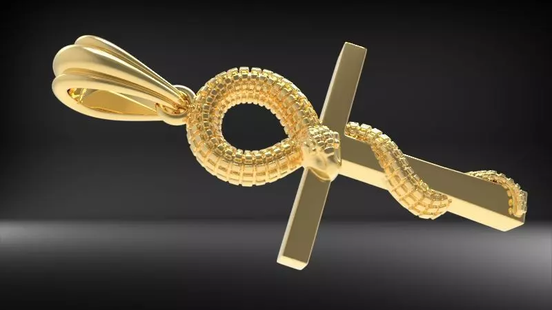Snake Ankh Cross Pendant 3D print model_0