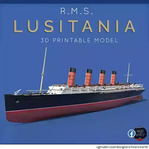 RMS LUSITANIA Cunard legendary ocean liner 3D print model