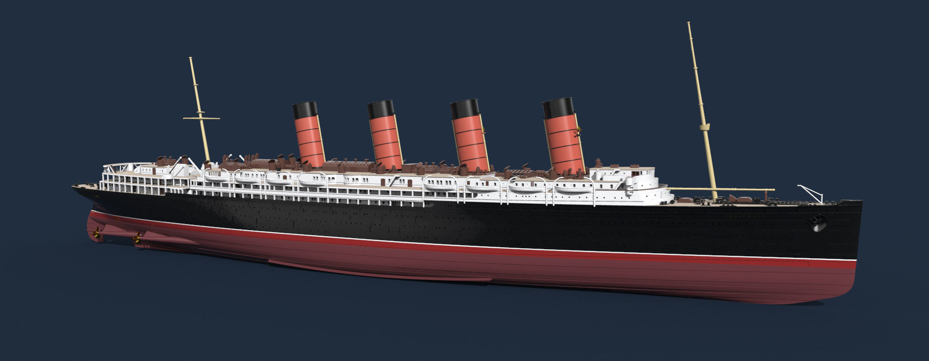 RMS LUSITANIA Cunard legendary ocean liner 3D print model_3