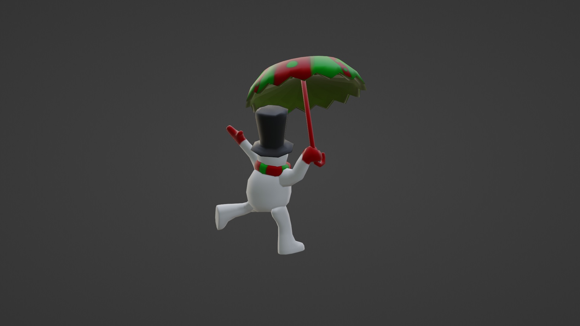 CUTE SNOWMAN WITH UMBRELLA Low-poly 3D model_3