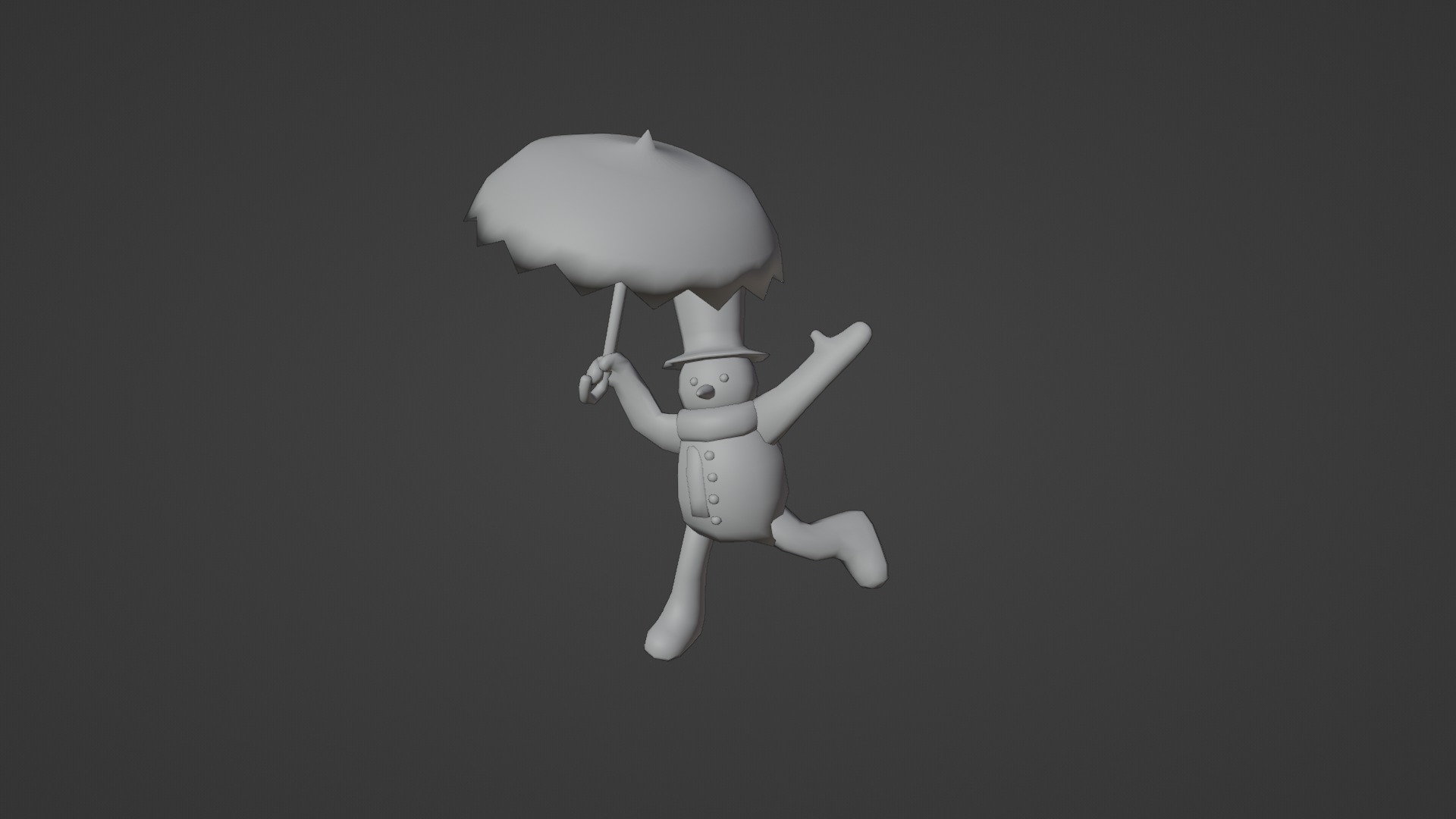 CUTE SNOWMAN WITH UMBRELLA Low-poly 3D model_4