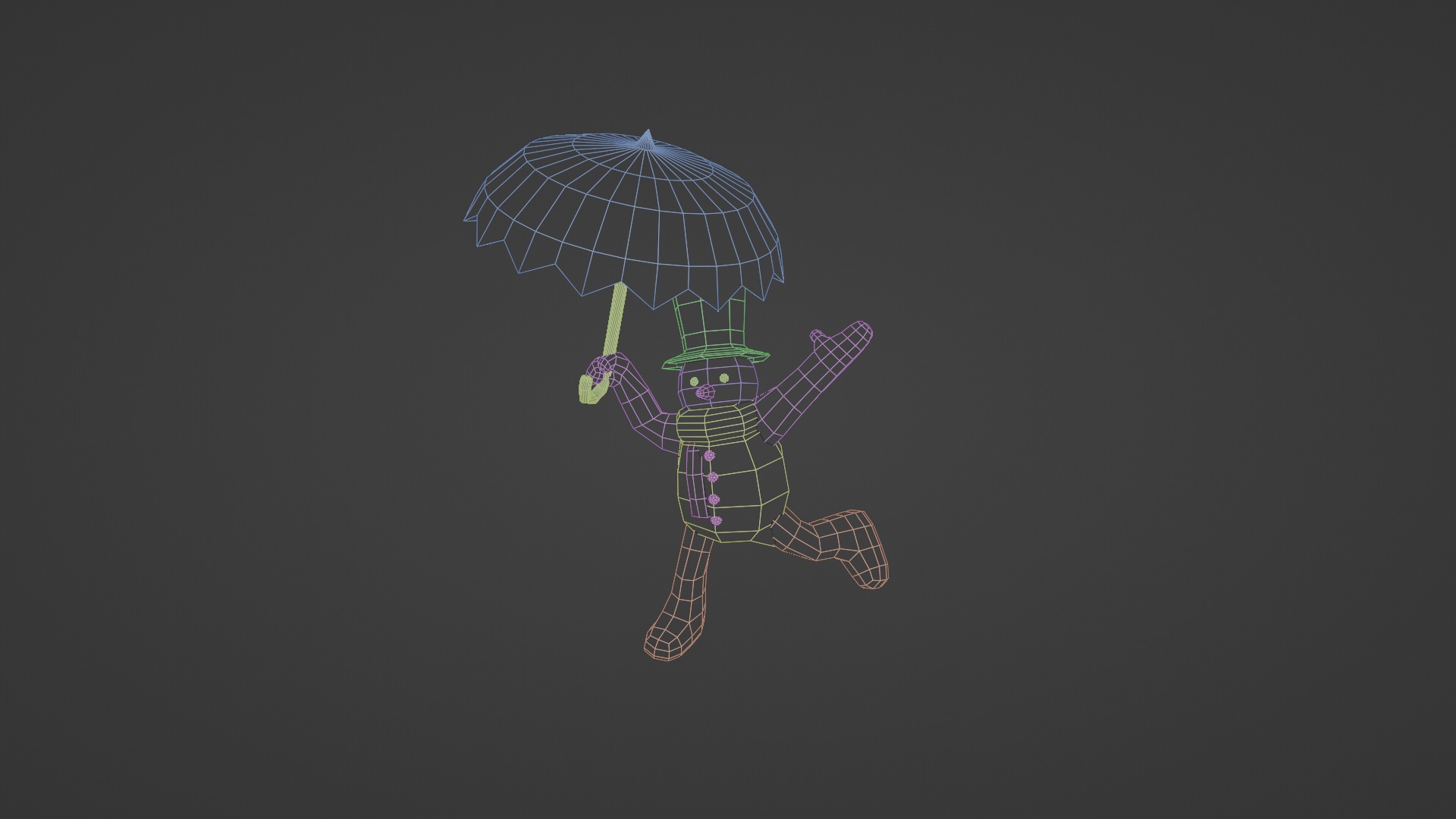 CUTE SNOWMAN WITH UMBRELLA Low-poly 3D model_5