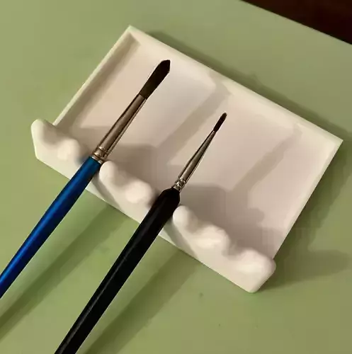 Watercolor Brush Rest with Drip Pan  3D print model