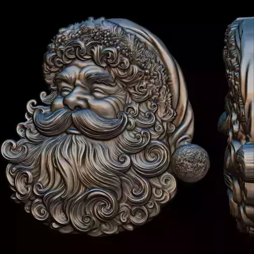 Jolly Santa Claus Relief STL file for 3d Printing or CNC 3D print model