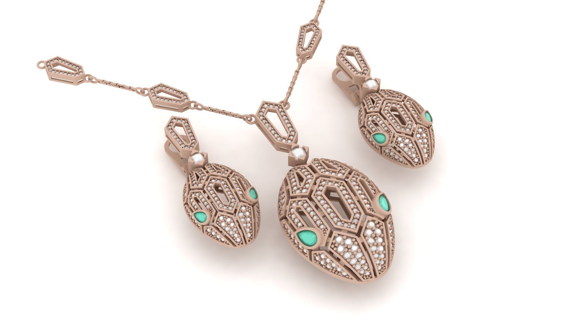 Snake pendant 02 - Emerald 3D print model_1