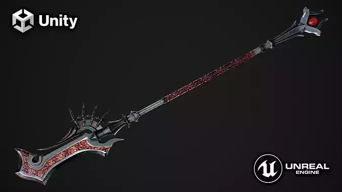 Fantasy staff Low-poly 3D model