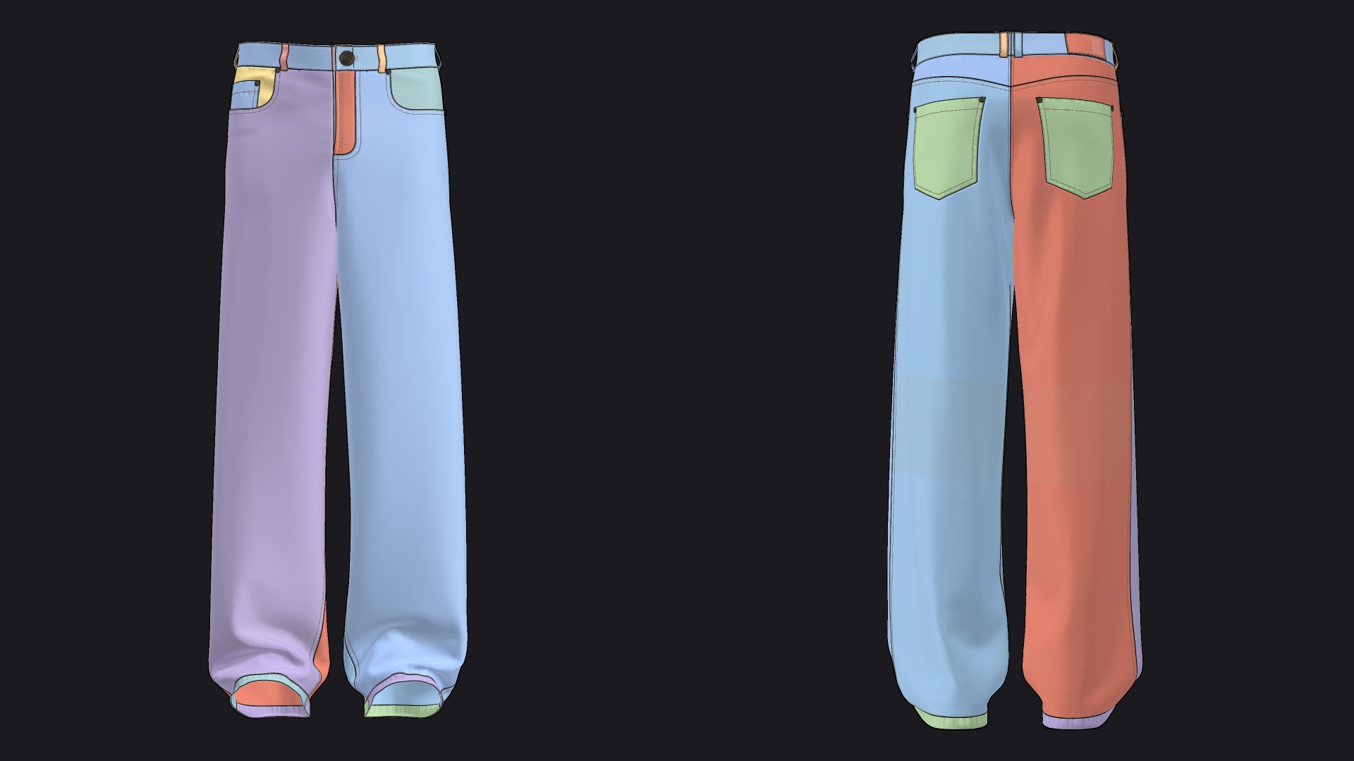 MALE BAGGY JEANS mv2 highpoly 3D model_3