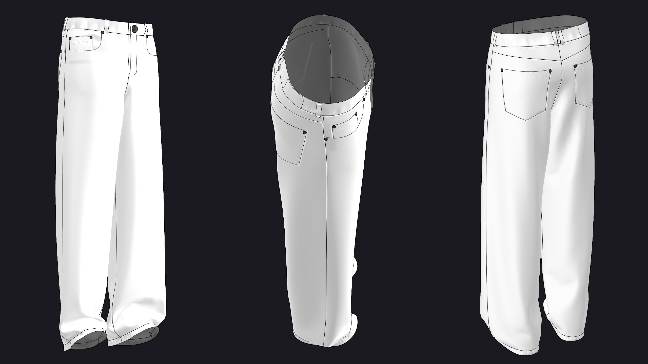 MALE BAGGY JEANS mv2 highpoly 3D model_4