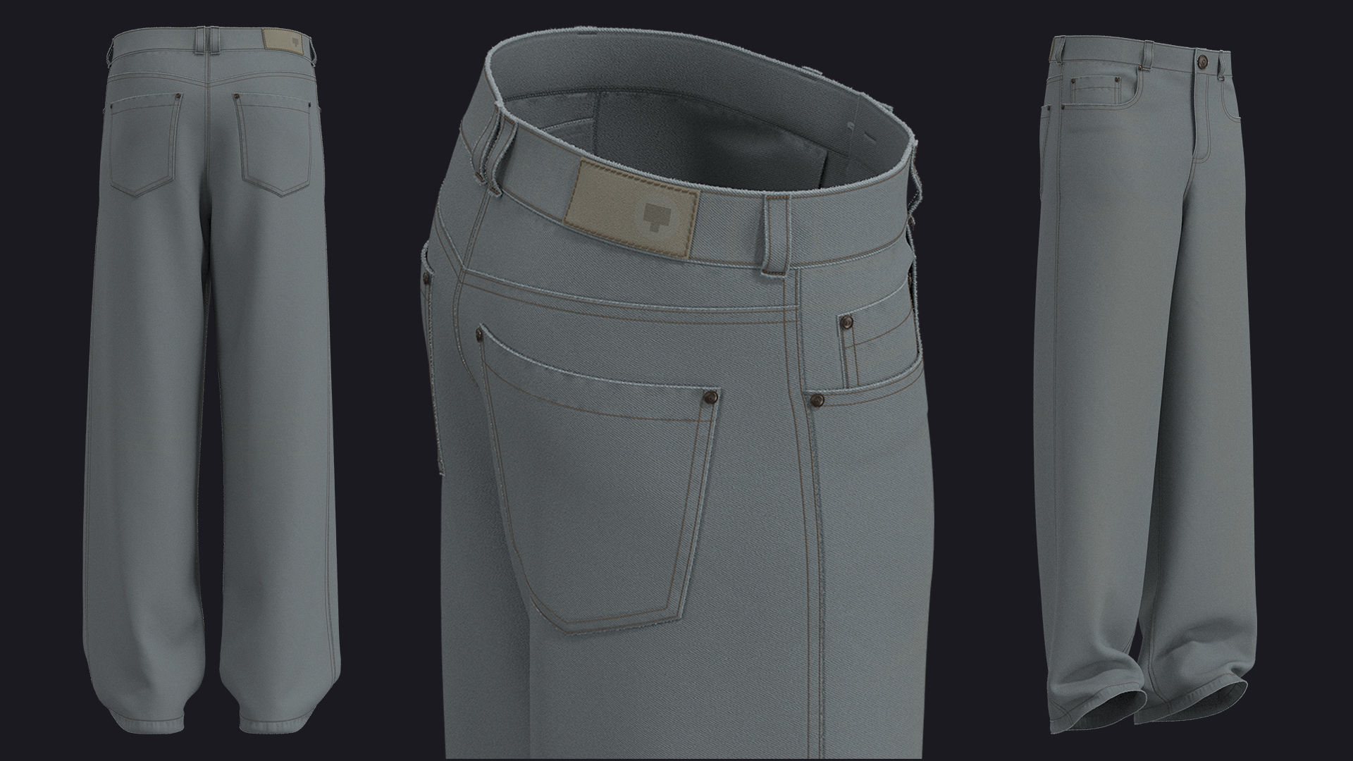 MALE BAGGY JEANS mv2 highpoly 3D model_1