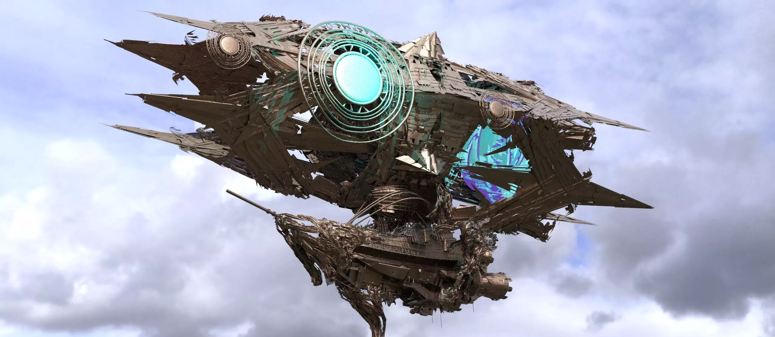Steampunk Clockwork magic airship 2 3D model