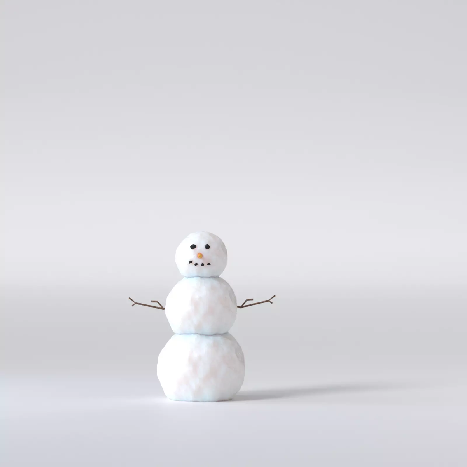 Realistic Snowman Low-poly 3D model