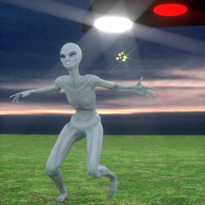 Eben Female Alien with UAP Triangle 3D model_8