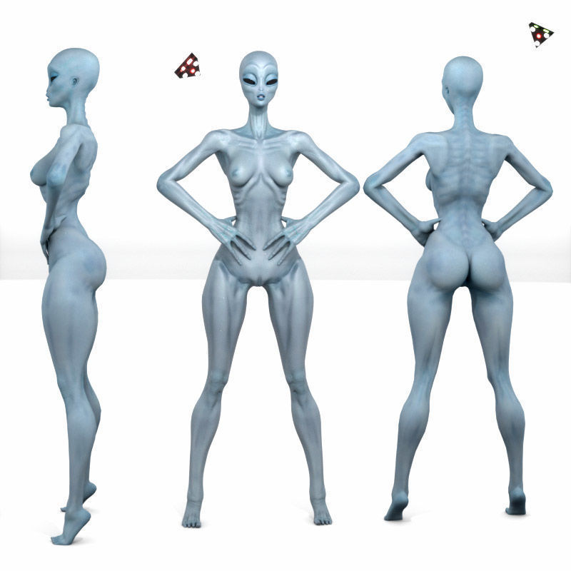 Eben Female Alien with UAP Triangle 3D model_1