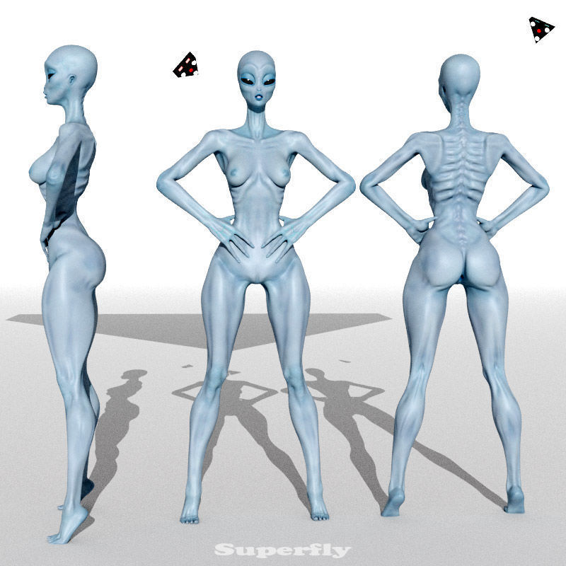 Eben Female Alien with UAP Triangle 3D model_18