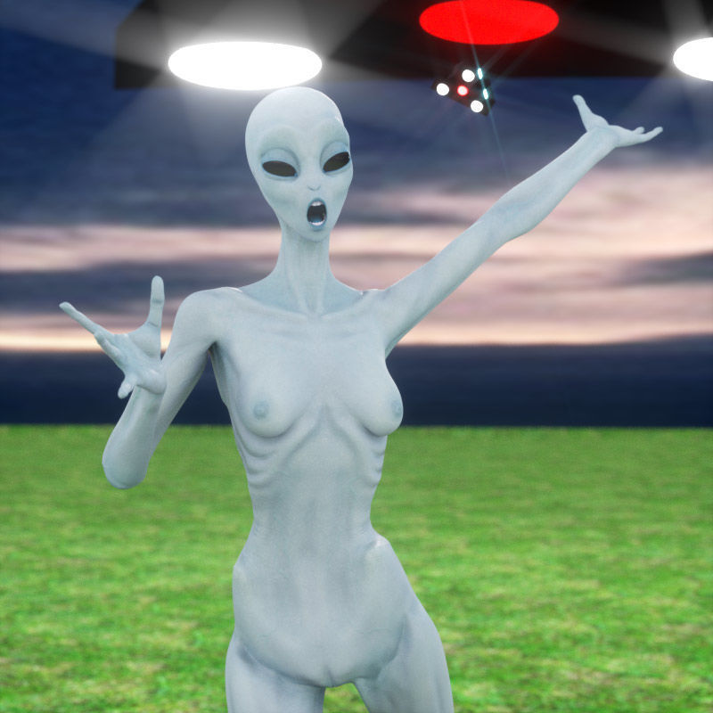 Eben Female Alien with UAP Triangle 3D model_3