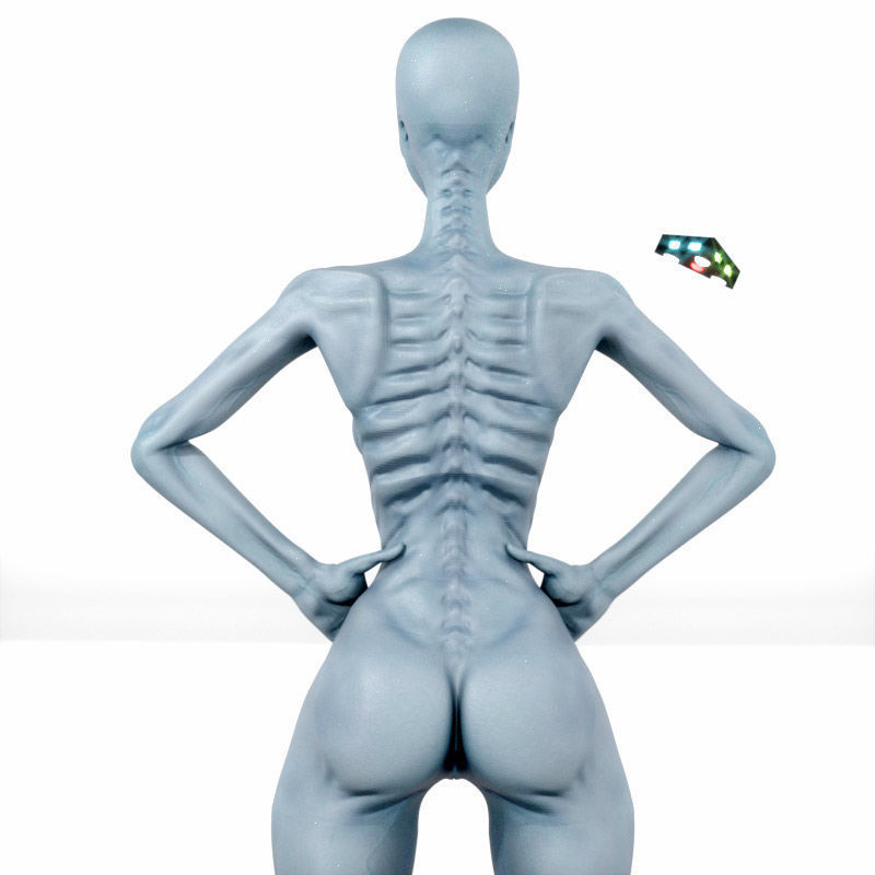 Eben Female Alien with UAP Triangle 3D model_6