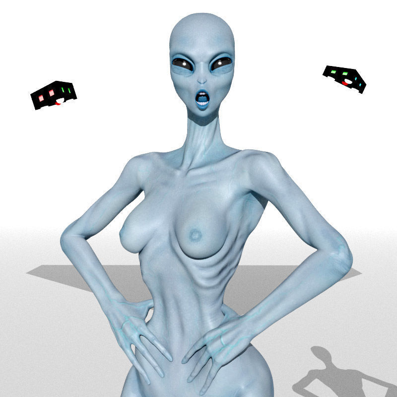 Eben Female Alien with UAP Triangle 3D model_2
