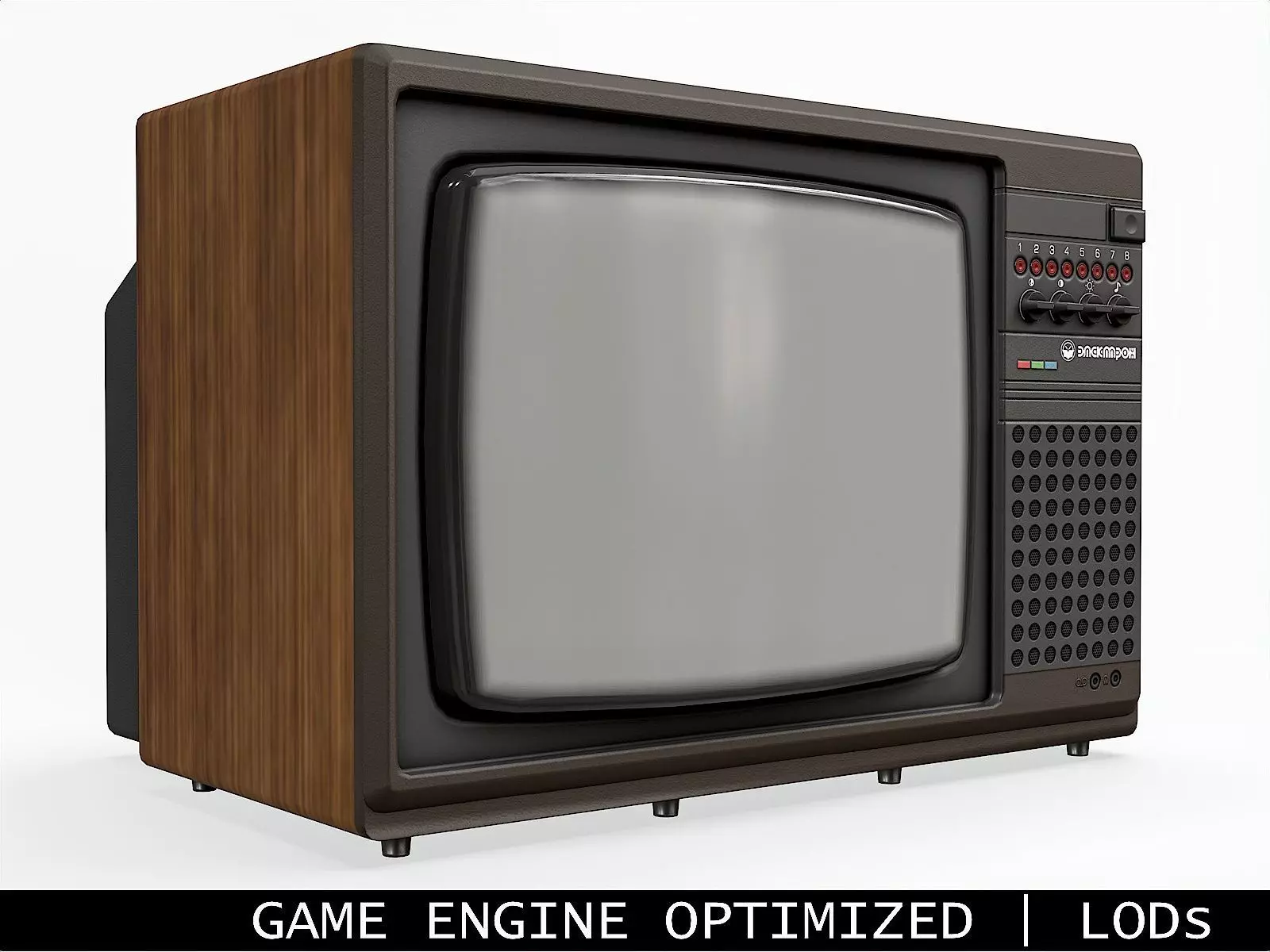 Soviet Old TV Brown Clean Low-poly 3D model_0