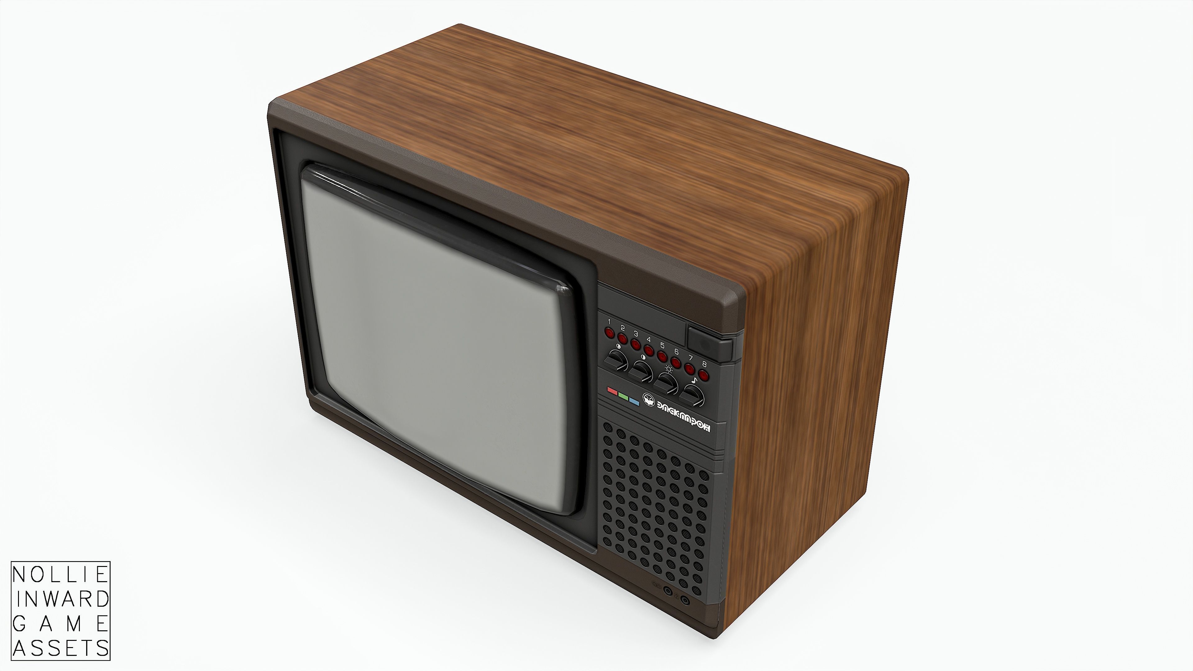 Soviet Old TV Brown Clean Low-poly 3D model_3