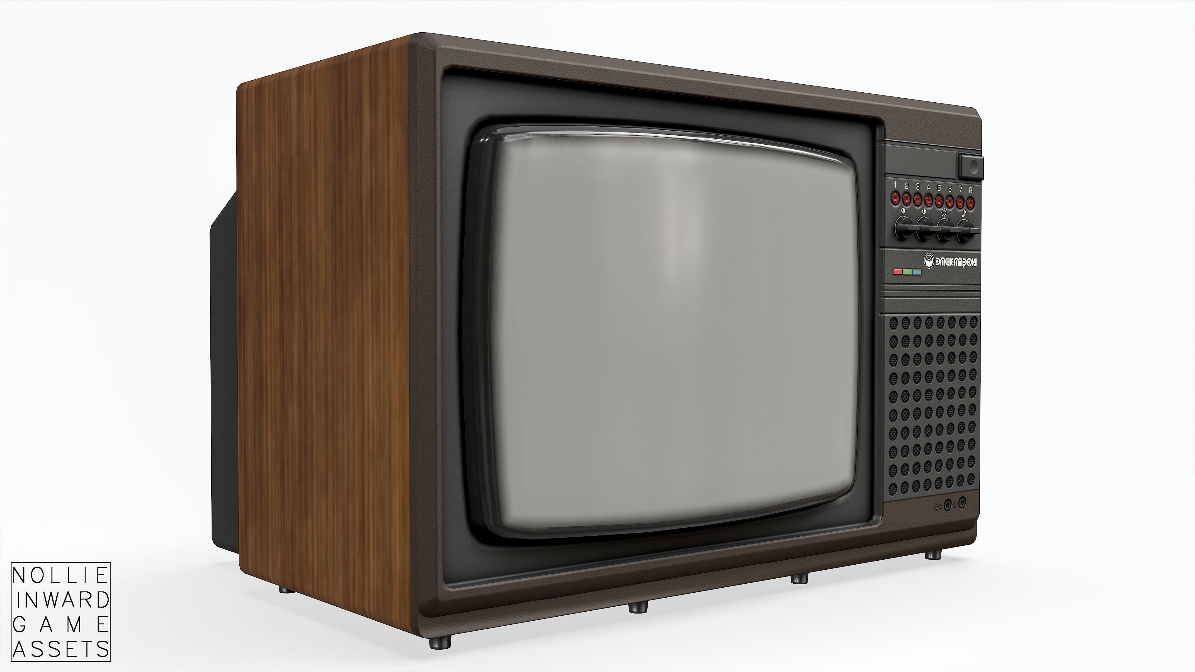 Soviet Old TV Brown Clean Low-poly 3D model_2