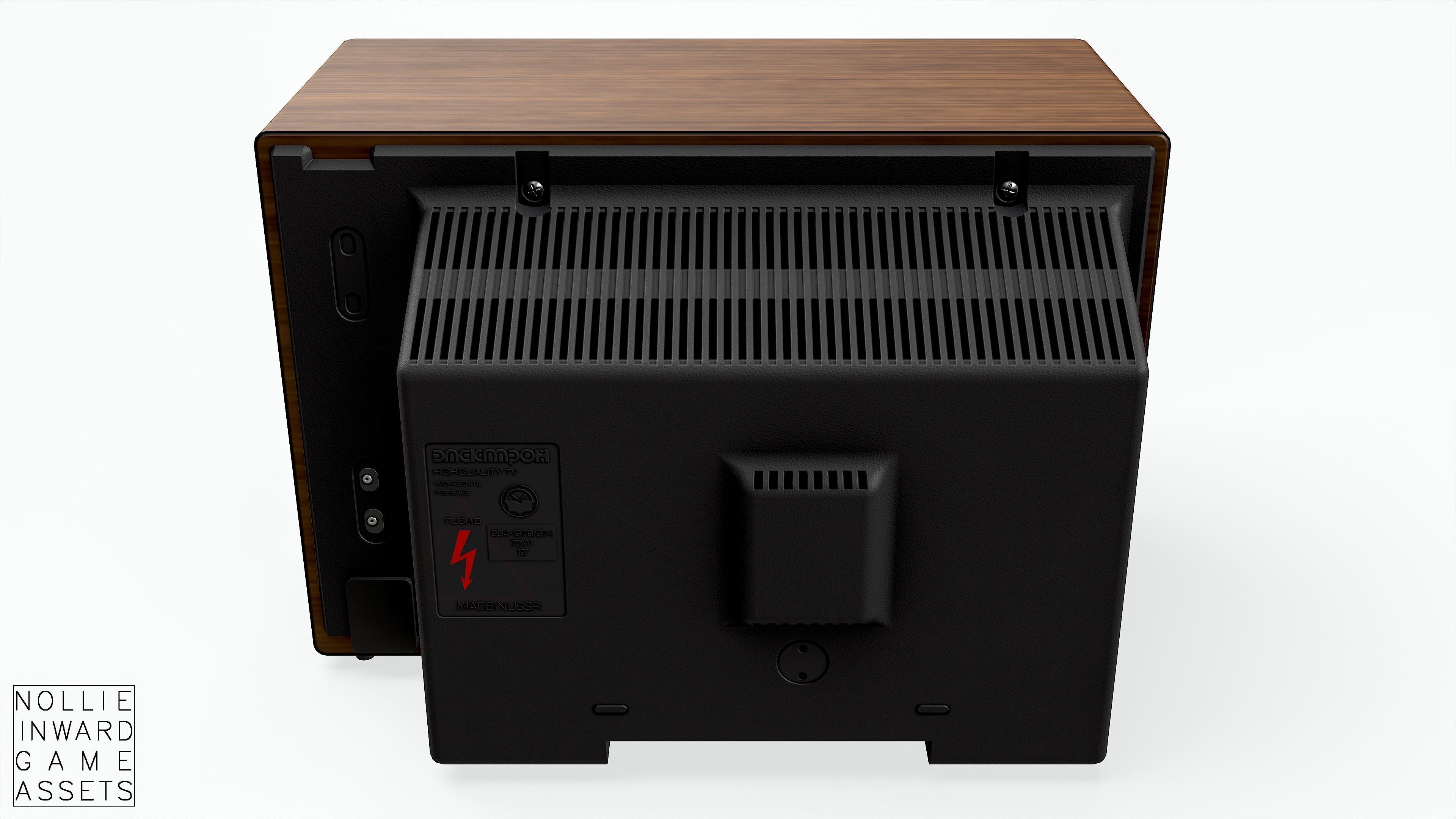 Soviet Old TV Brown Clean Low-poly 3D model_5