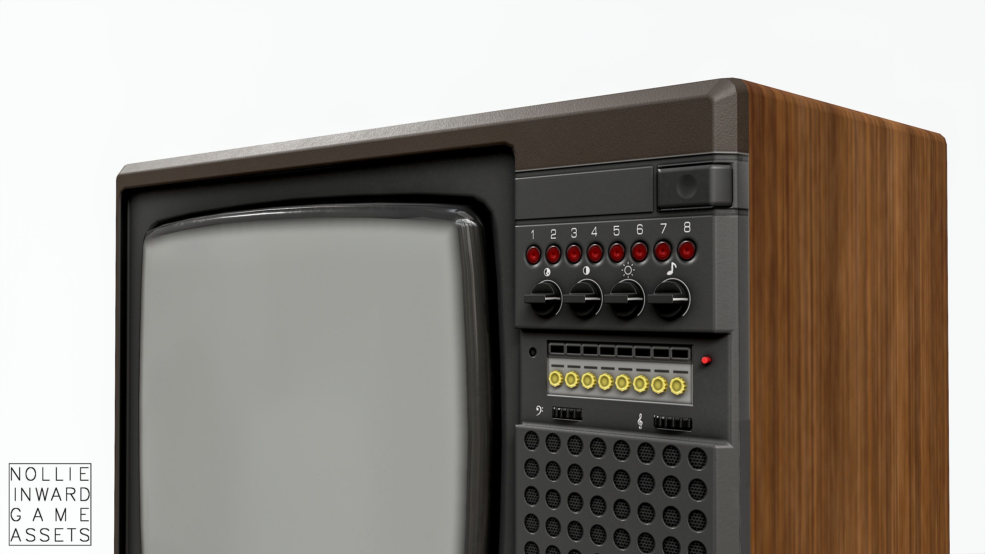 Soviet Old TV Brown Clean Low-poly 3D model_8