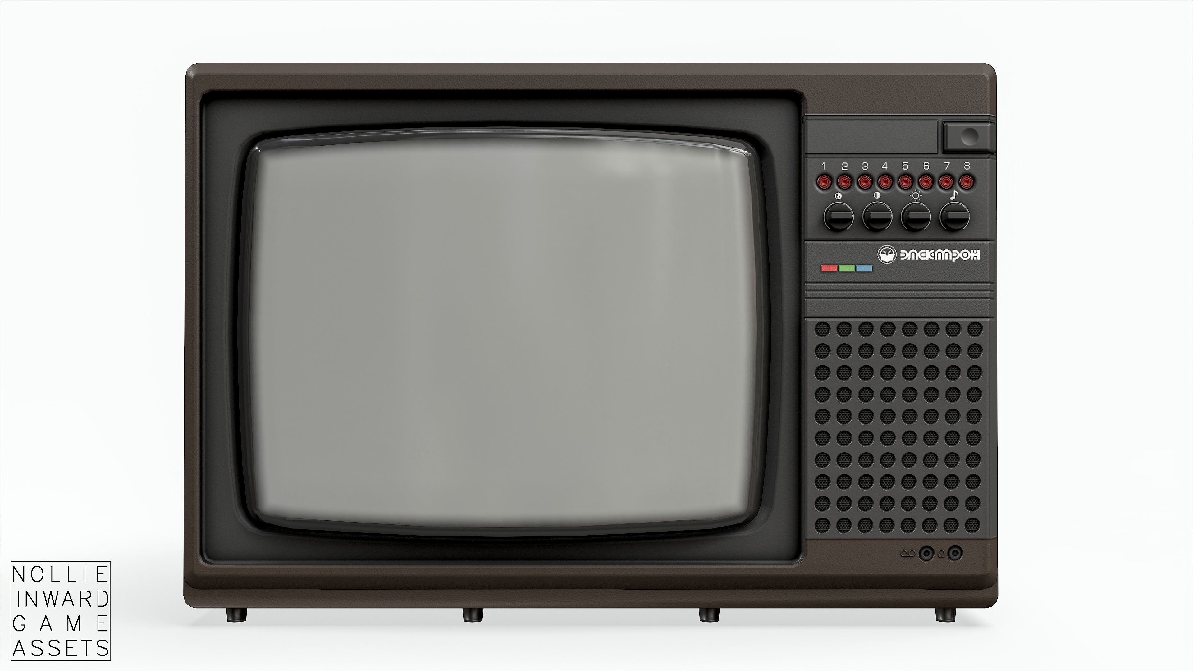 Soviet Old TV Brown Clean Low-poly 3D model_1