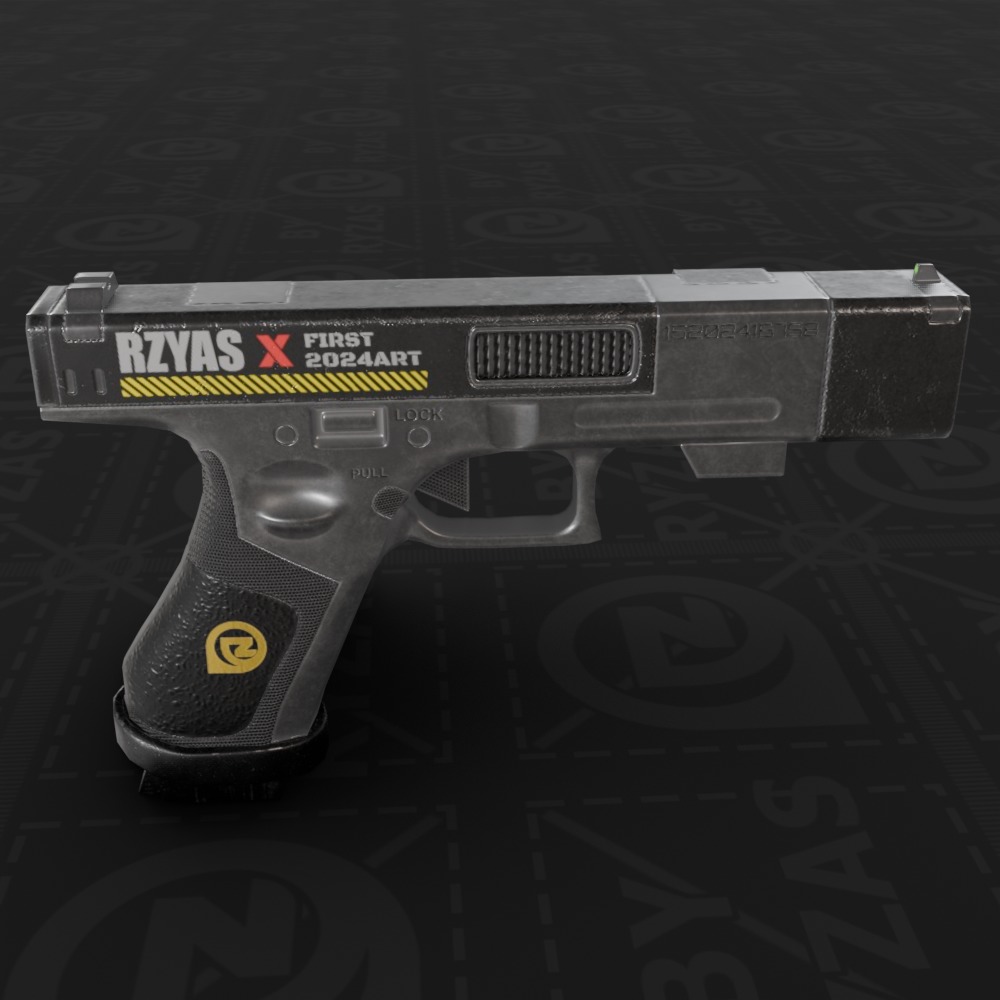 Sci-Fi Glock Pistol - Lowpoly game ready Low-poly 3D model_2