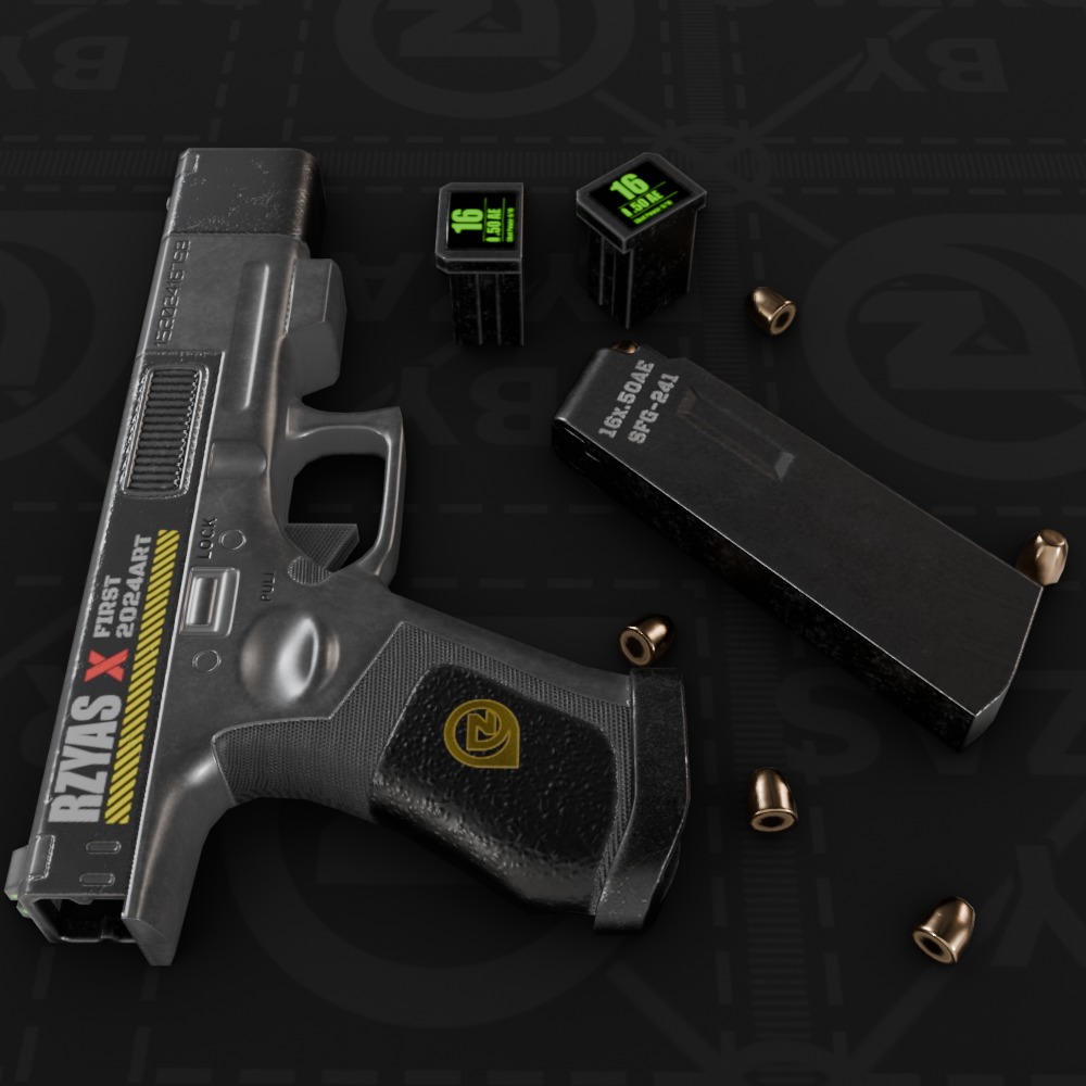 Sci-Fi Glock Pistol - Lowpoly game ready Low-poly 3D model_6