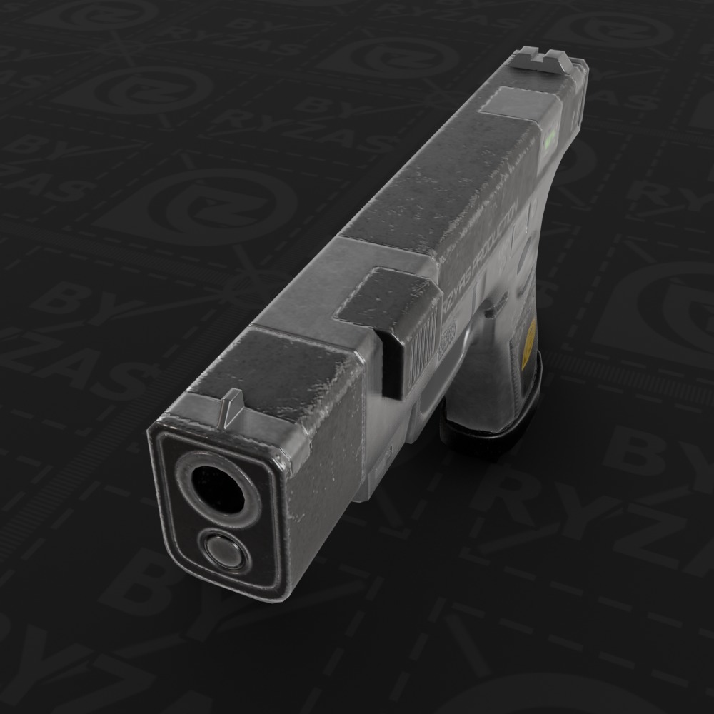 Sci-Fi Glock Pistol - Lowpoly game ready Low-poly 3D model_4