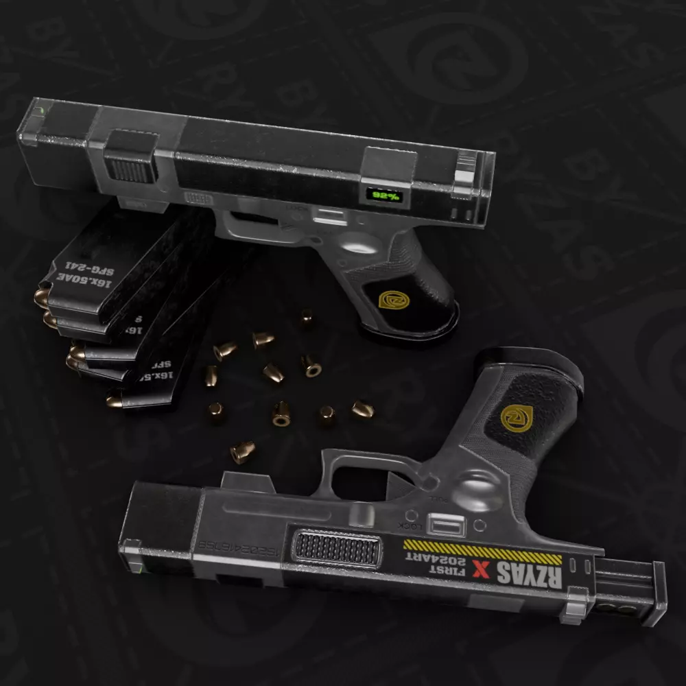 Sci-Fi Glock Pistol - Lowpoly game ready Low-poly 3D model_0