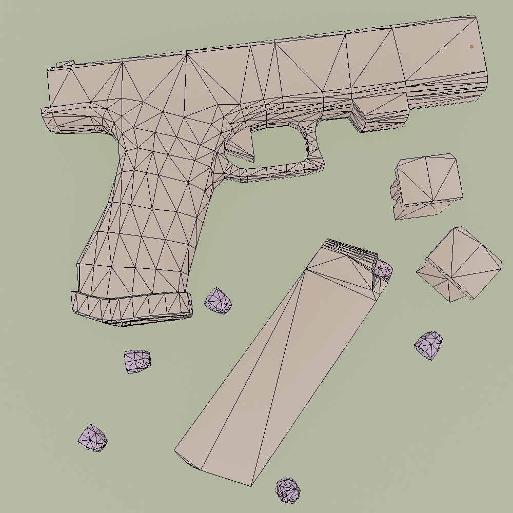 Sci-Fi Glock Pistol - Lowpoly game ready Low-poly 3D model_7