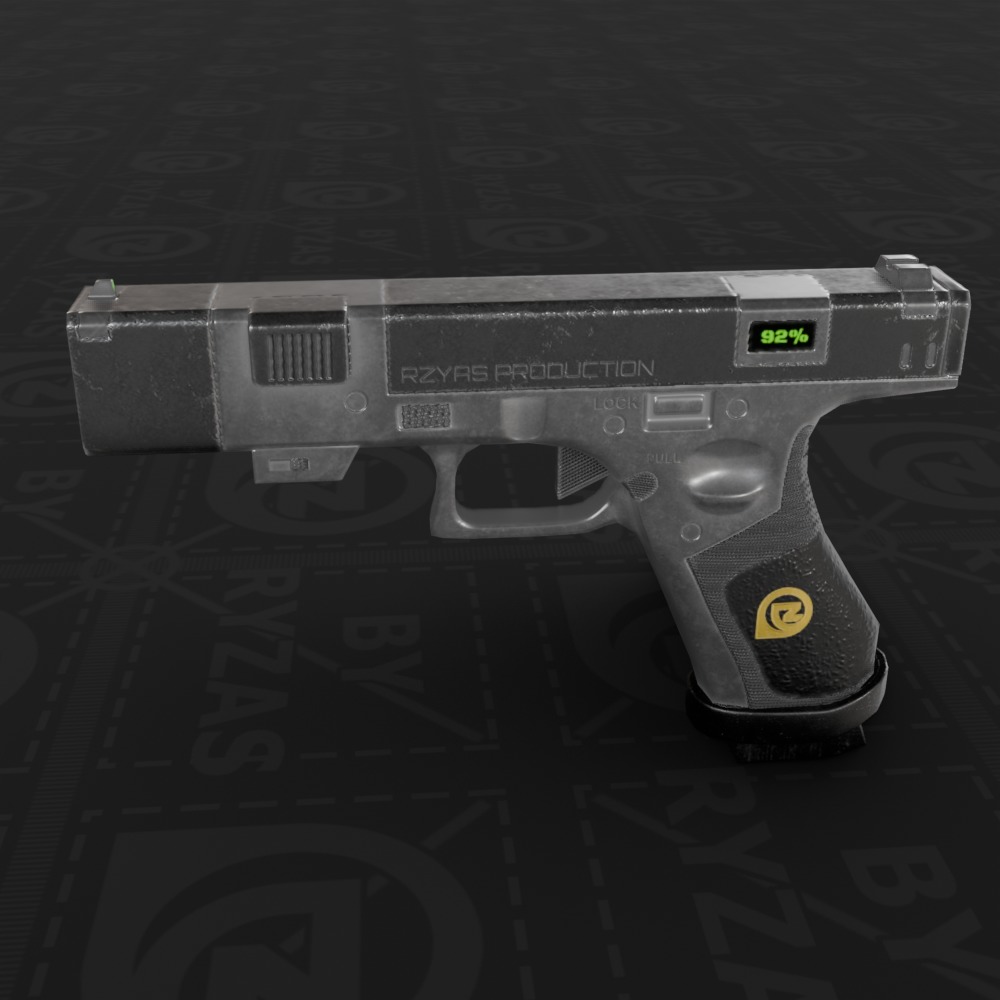 Sci-Fi Glock Pistol - Lowpoly game ready Low-poly 3D model_3