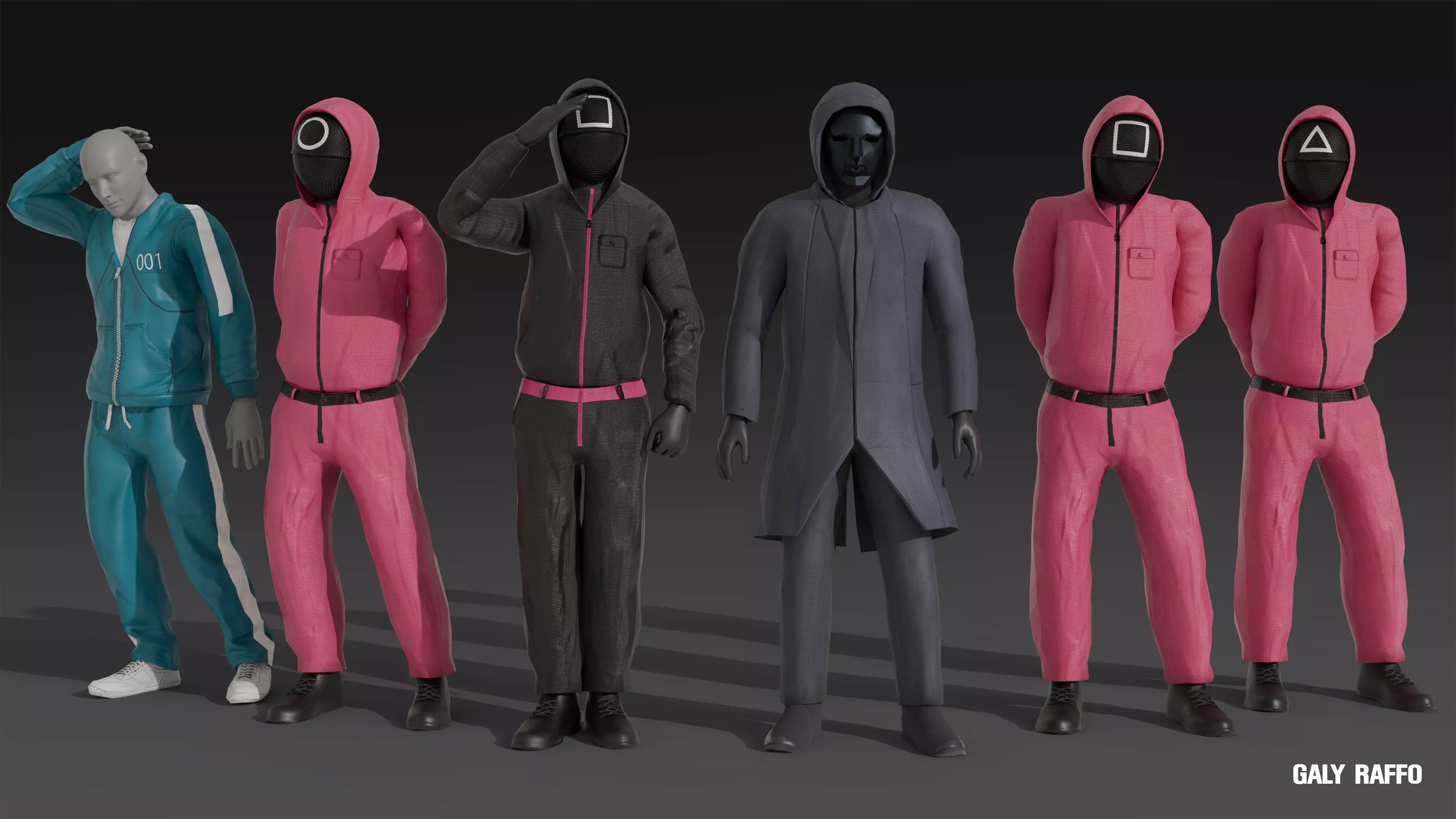 Squid Game 3D Model Pack Low-poly 3D model