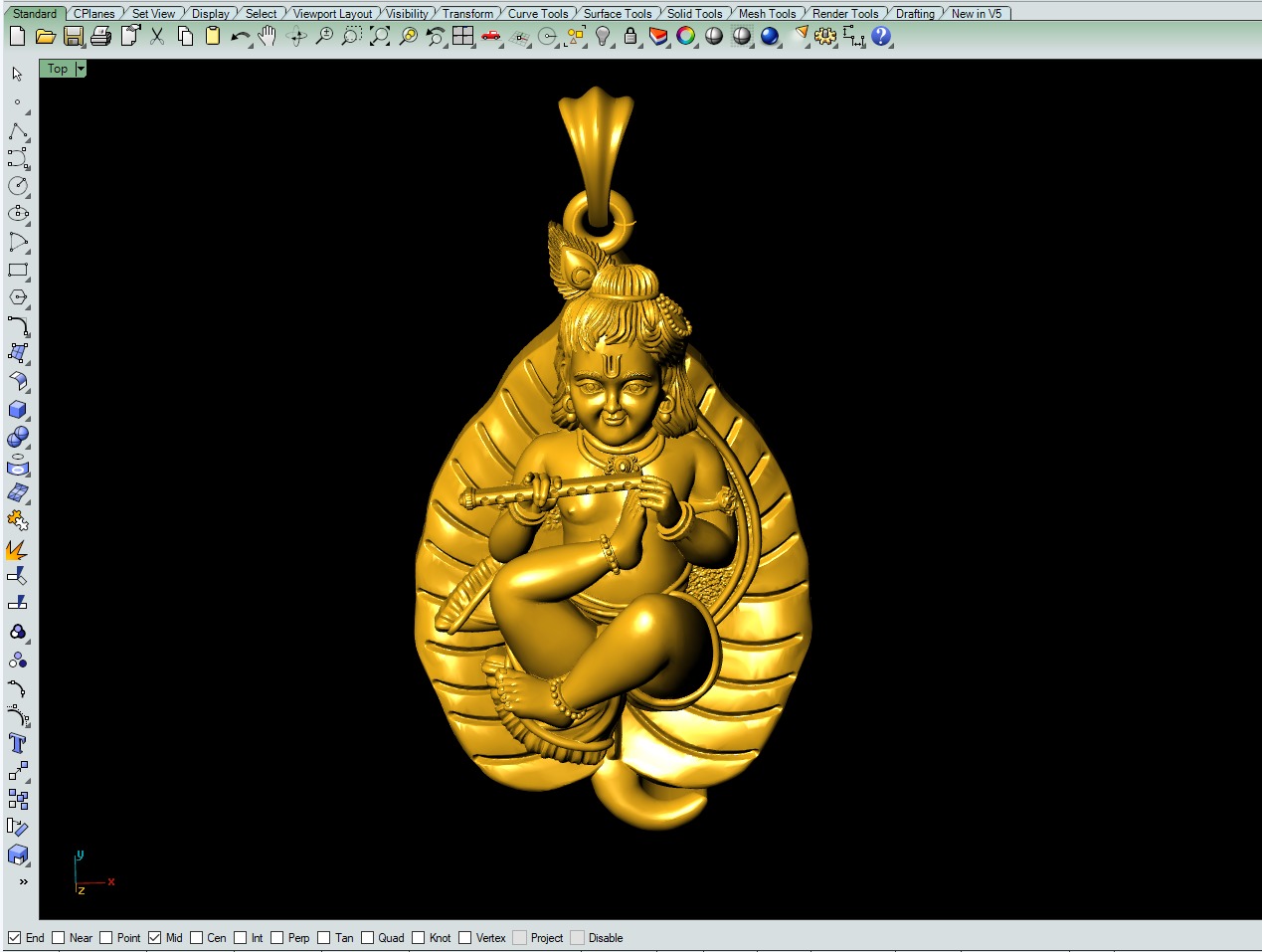 Little Krishna Pendant File 3D print model_3