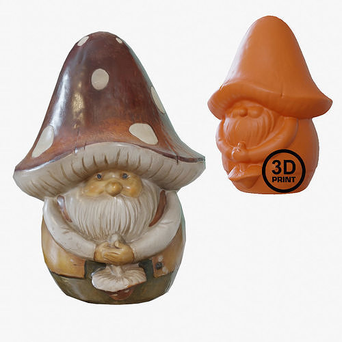 Mushroom Gnome 3d scan Low-poly 3D model