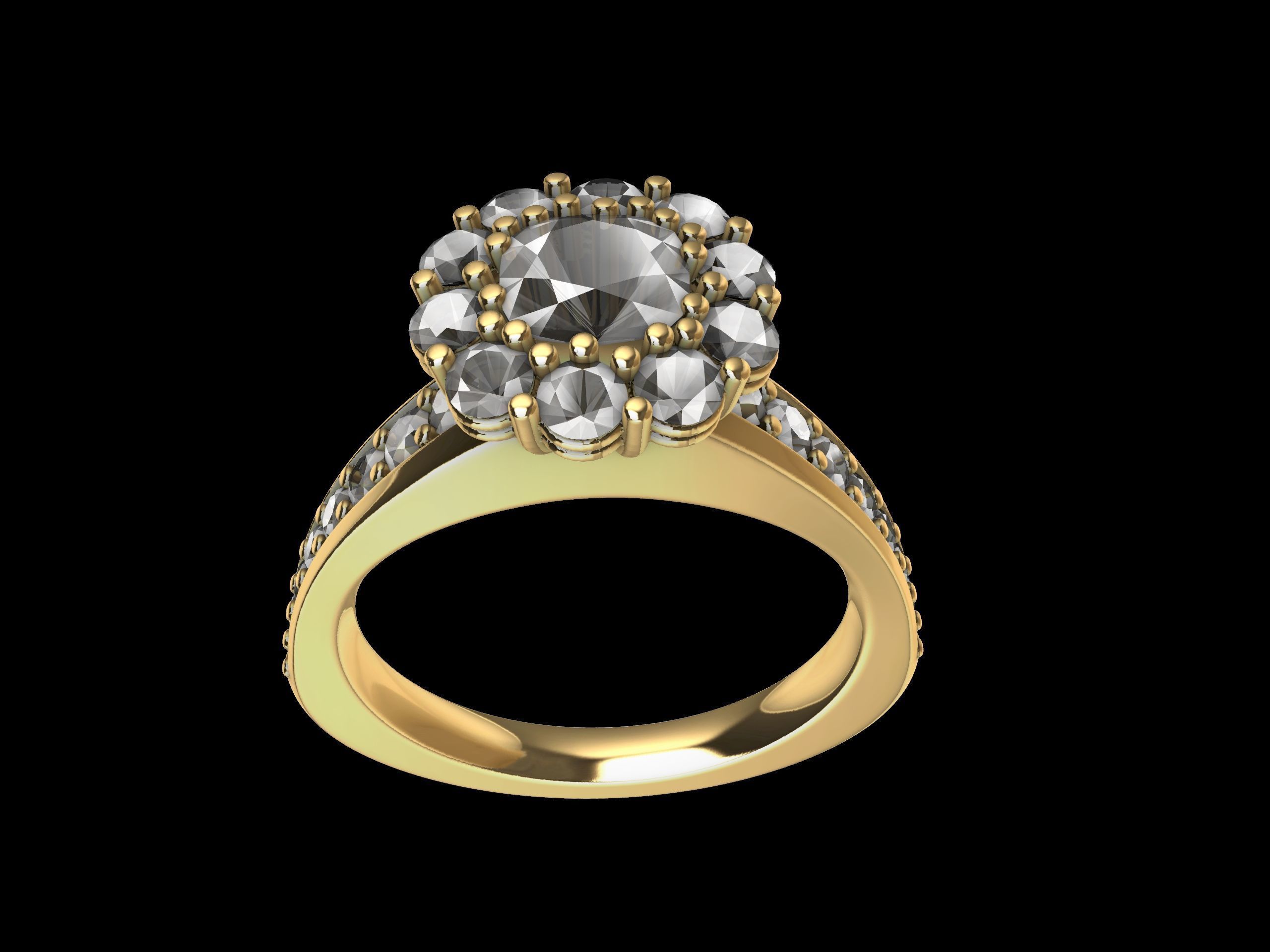 Designer Engagement Cluster Ring 3D print model_3